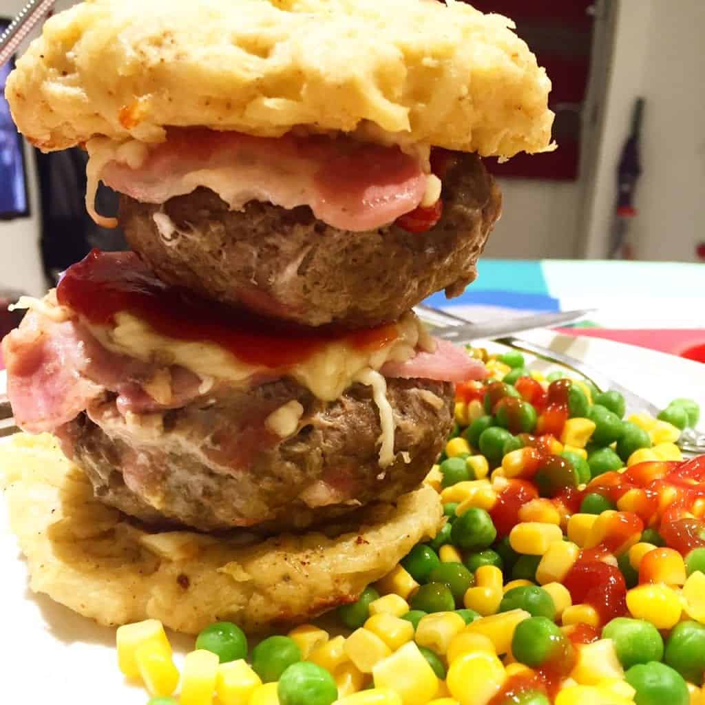 Slimming World Stuffed Burger with Hash Brown Bun