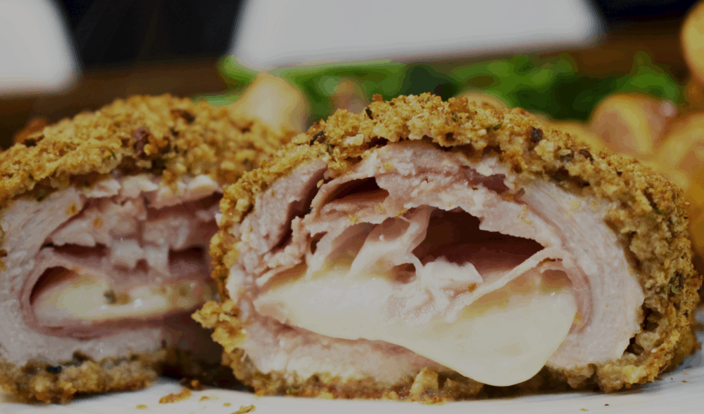 Syn Free Breaded Chicken Escalope Stuffed with Ham and Cheese