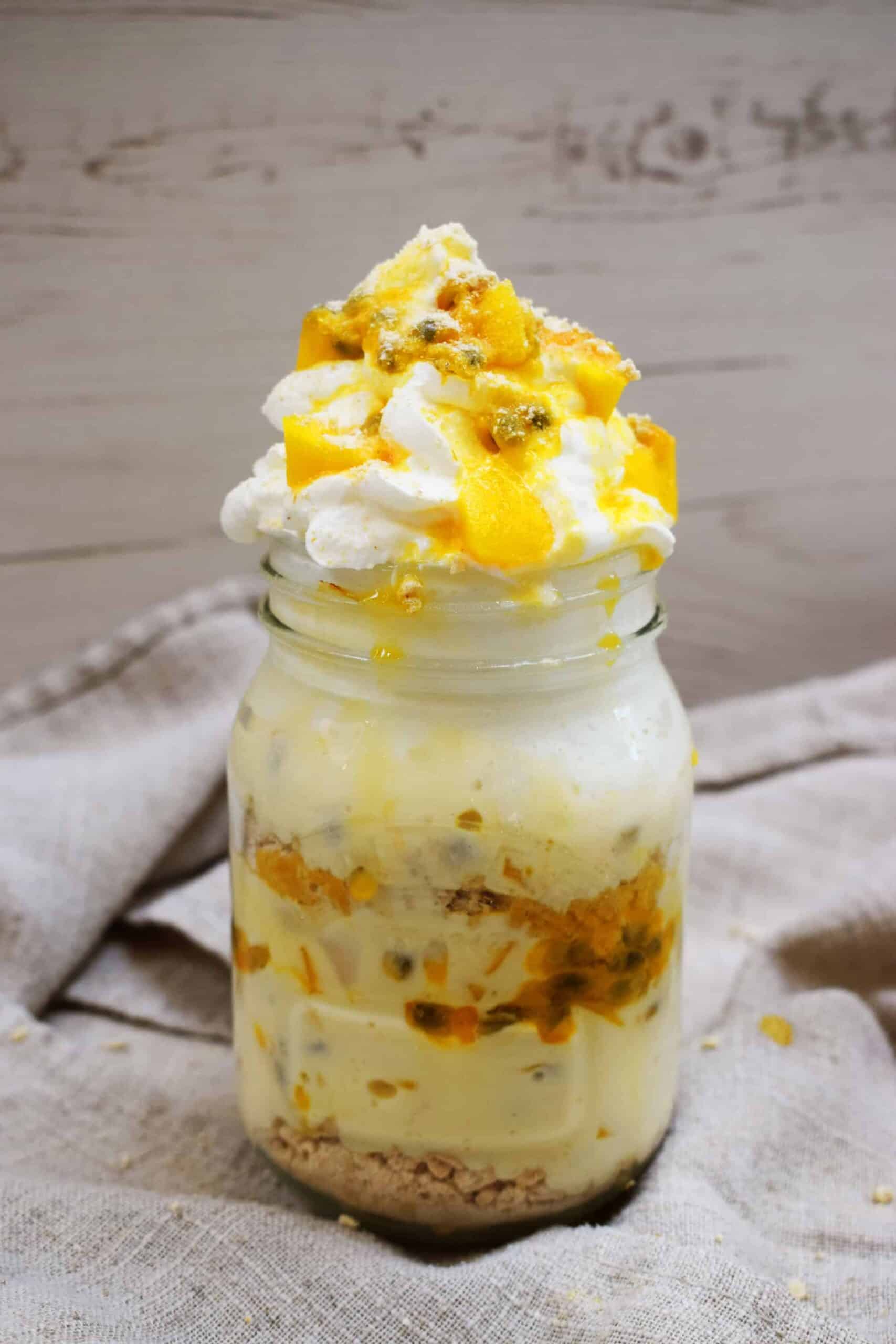 Easy Peasy No Bake Mango Passionfruit Cheesecake Pots - Basement Bakehouse